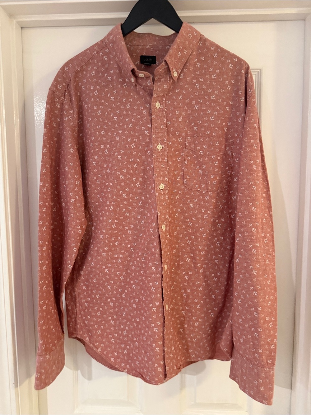 Casual Long-Sleeve Button-Down Shirt Anchor pattern